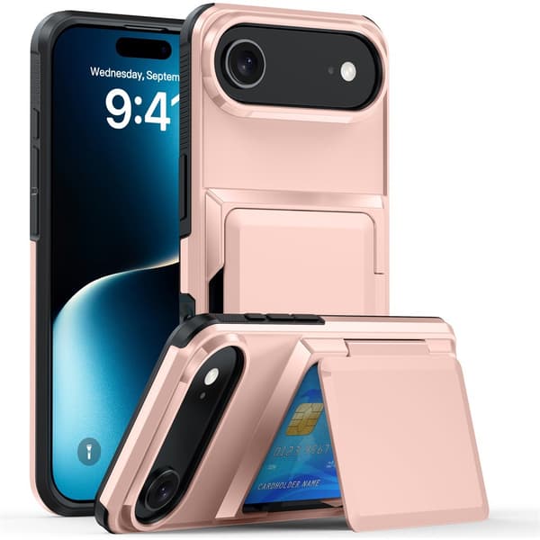 Etui til iPhone 14 Plus Stand Kortplads Rosaguld Noz5047