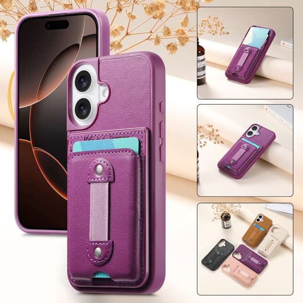 Etui til iPhone 17 Pro Max Stativ Kortspor Lilla Noz6523