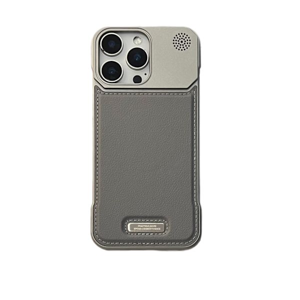 Fodral för iPhone 15 Plus Magnetisk Lädertextur Grå Noz6374