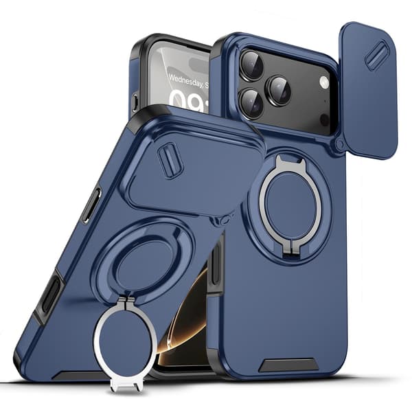 Etui til iPhone 16 Pro Magnetisk Stativ Blå Noz11134