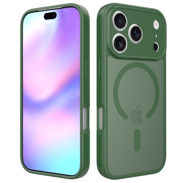 Fodral för iPhone 17 Pro Skin Feel Magnetisk Linsdetalj Mörkgrön