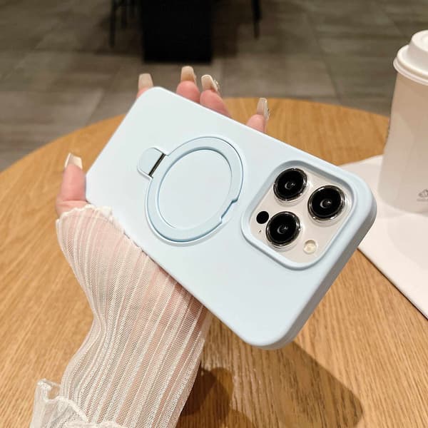 Etui til iPhone 15 Plus Flydende Silikone Magnetisk Stand Silikone Finish Noz8732