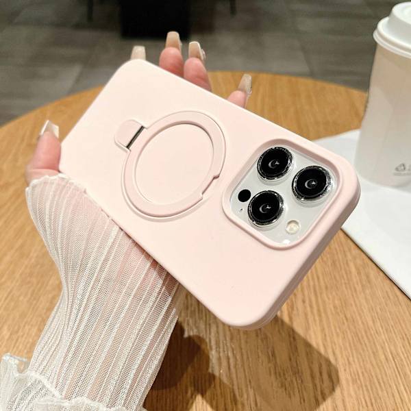 Etui til iPhone 15 Plus Flydende Silikone Magnetisk Stand Silikone Finish Noz8694