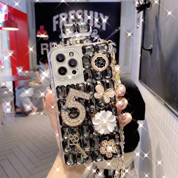 Etui til iPhone 14 Pro Luksuriøs Crossbody Reb Parfume Grå