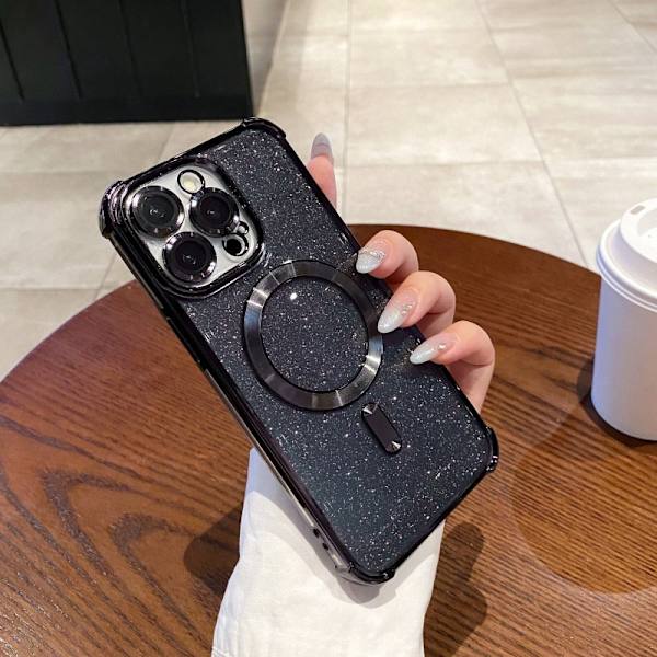 Etui til iPhone 16 E Glitter Magnetic Black Noz1625