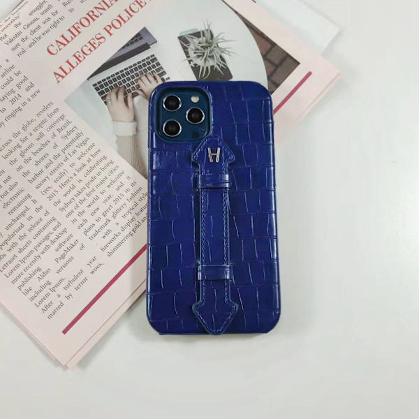 Etui til iPhone 16E (ikke til 16) Krokodillemønster Håndleddsstøtte Blå