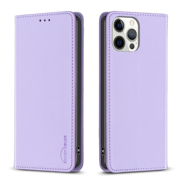 Etui til iPhone 13/14 Magnetisk Lærtekstur Lavendel Lilla