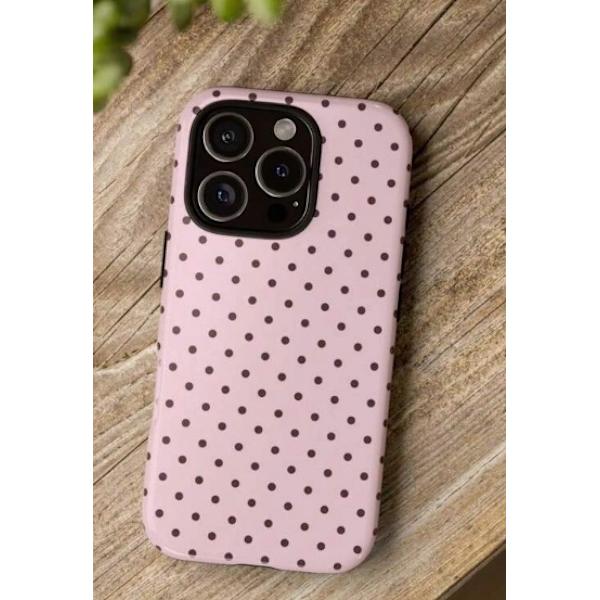 Kotelo iPhone 14 Pro Max Polka Dot Double Layer Pink