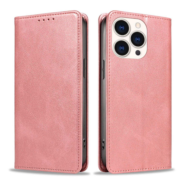 Fodral för iPhone 16 Plus Magnetisk Lädertextur Roséguld Noz13072