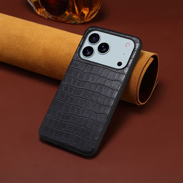 Kotelo iPhone 16 Prolle Krokotiilikuvio Business Musta