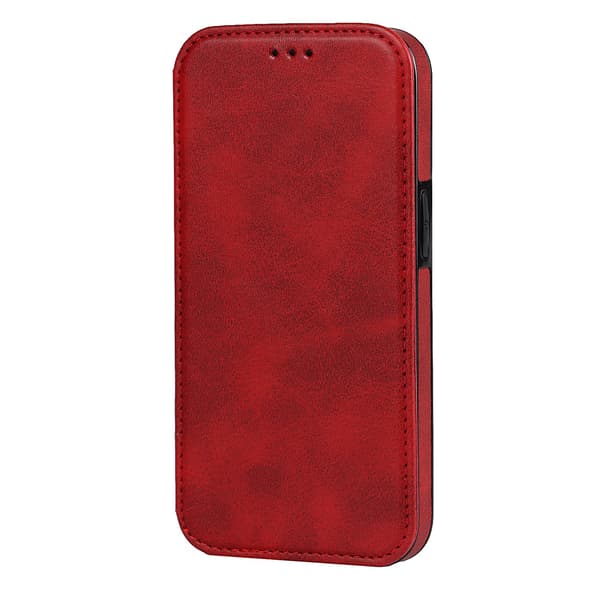 Fodral för iPhone 13 Pro Kortplats Lädertextur Röd Noz4035