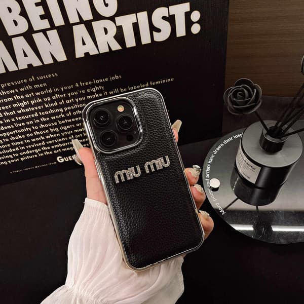 Etui til iPhone 13 Pro Diamantaccent Elektrobelagt Lædertekstur Sort Noz1951