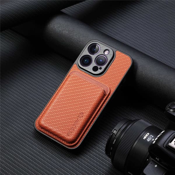 Etui til iPhone 15 Pro Max Magnetisk Stand Kortplads Brun Noz3688