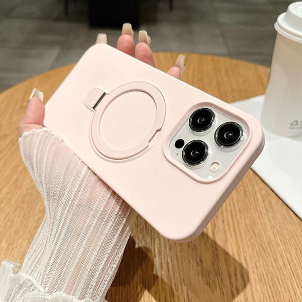 Etui til iPhone 14 Pro Flydende Silikone Magnetisk Stativ Silikone Finish Noz8696