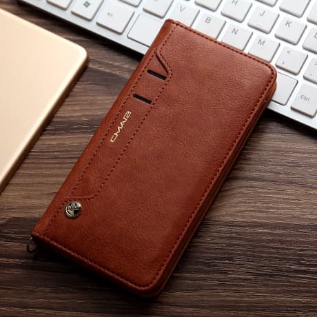 Fodral för iPhone 16 Plus Magnetiskt Stativ Kortplats Lädertextur Brun Noz16866