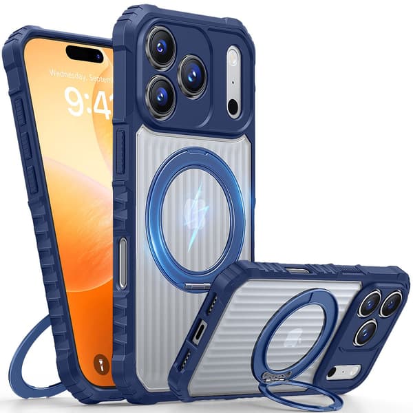 Kotelo iPhone 14 Pro Skin Feel Stand Sininen Kirkas