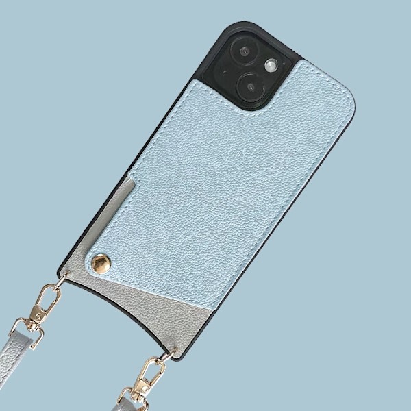 Fodral för iPhone 16 Pro Kortplats Rem Ljusblå Silver