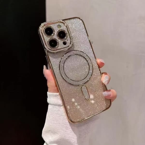 Kotelo iPhone 17 Pro max Glitter Diamond Accent Magnetic Pink Gold