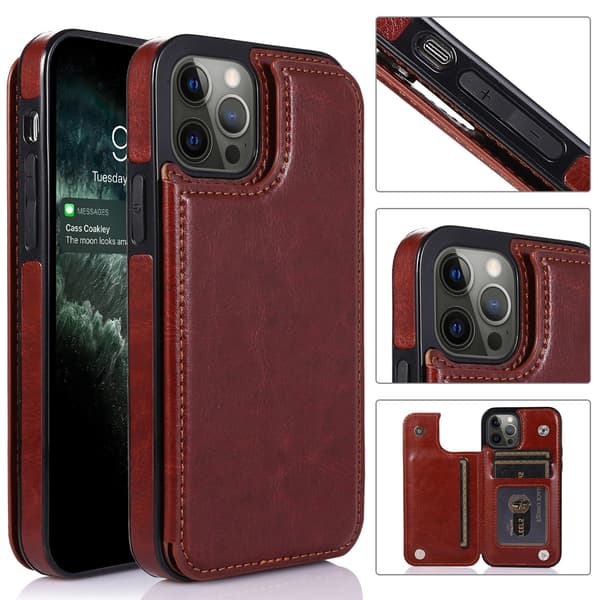 Fodral till iPhone 16 Pro Max Lädertextur Mörkbrun Noz3310