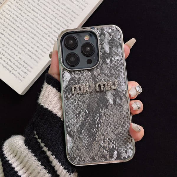 Etui til iPhone 15 Diamond Accent Elektrobelagt Lærtekstur Grå Noz1876