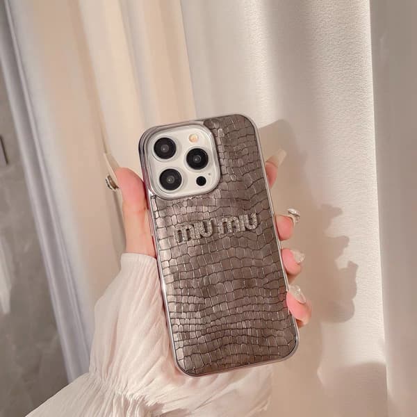 Etui til iPhone 16 Pro Diamond Accent Elektrobelagt Skinntekstur Grå Noz2044