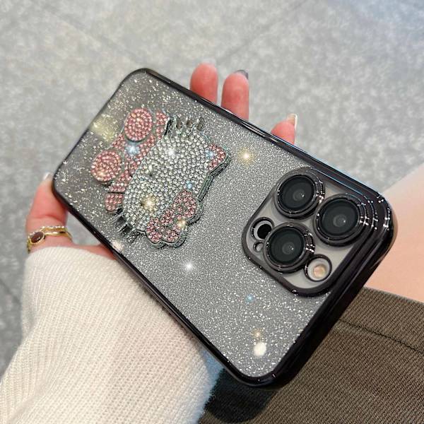 Etui til iPhone 17 Glitter Diamant Aksent Linse Detalj Rosa Svart