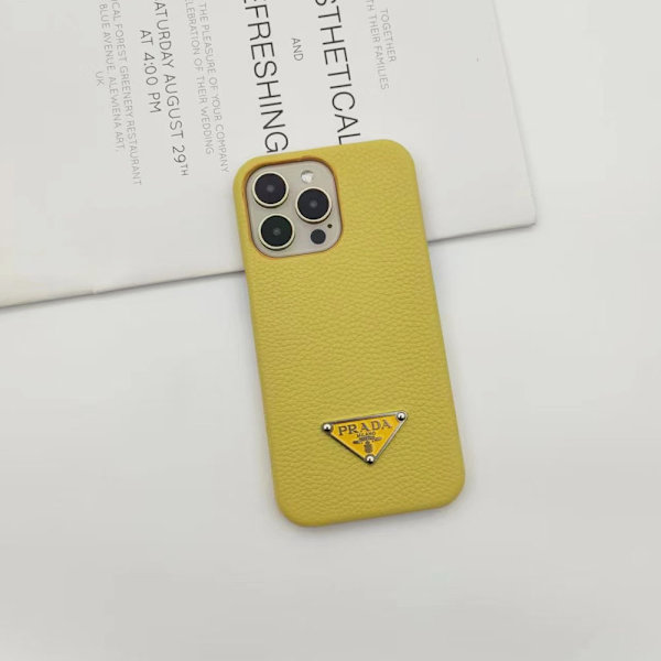 Fodral för iPhone 16 Pro Max Lädertextur Gul Noz10650