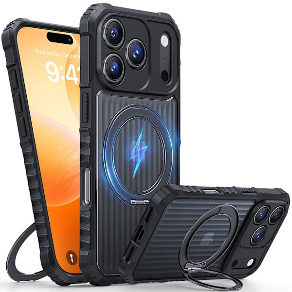 Etui til iPhone 15 Pro Max Skin Feel Stand Sort