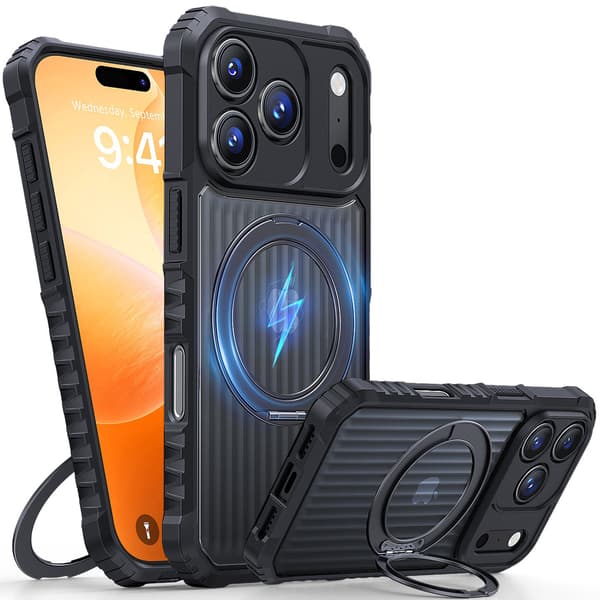 Fodral för iPhone 15 Pro Max Skin Feel Stativ Svart