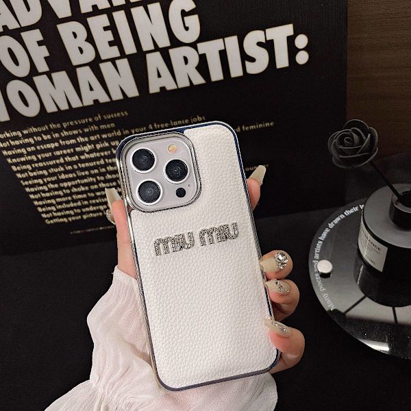Etui til iPhone 14 Pro Diamond Accent Elektrobelagt Lædertekstur Hvid Noz1966