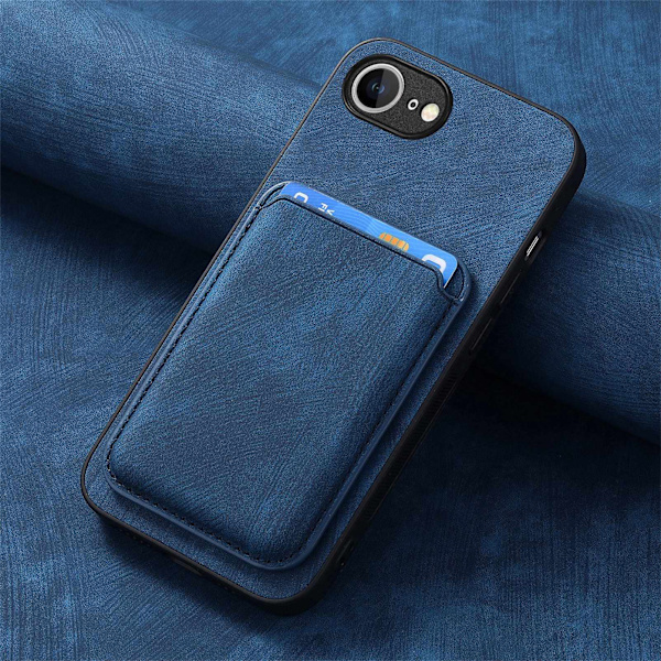 Etui til iPhone 14 Pro Magnetisk Stativ Kortplads Lædertekstur Blå Noz12226