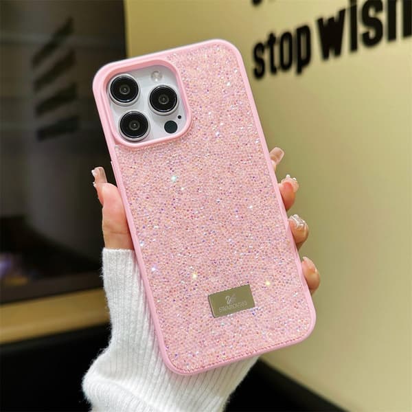 Etui til iPhone 17 Pro Diamond Accent Rhinestone Accent Elektrobelagt Pink Noz18054