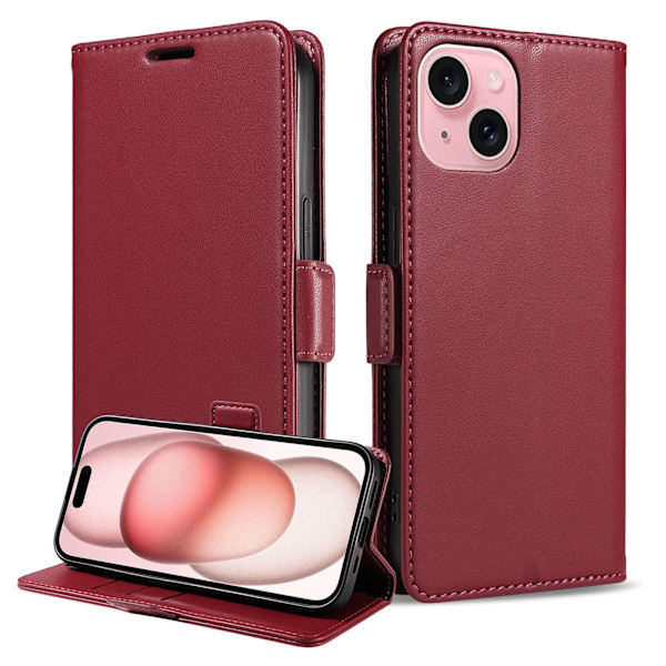 Fodral för iPhone 17 Kortplats Vinröd