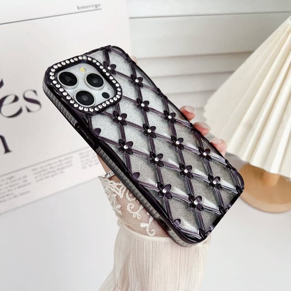 Fodral för iPhone 17 Air Glitter Rhinestone Accent Elektropläterad Svart