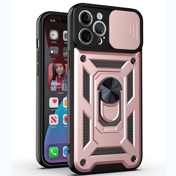 Etui til iPhone 15 Plus Stativ Rosegull