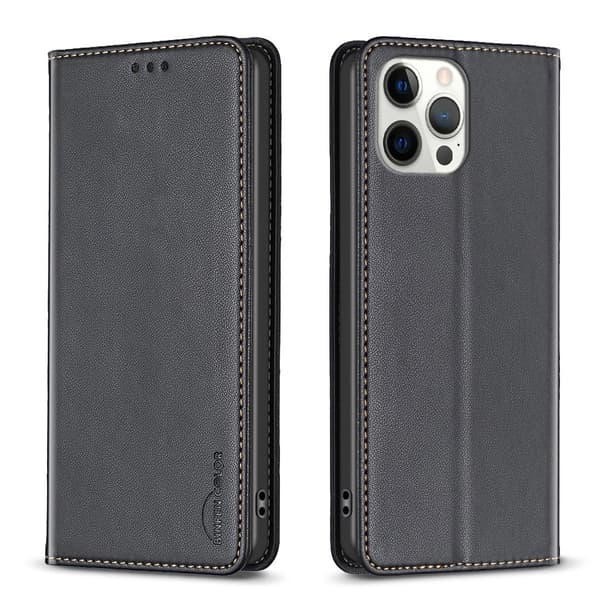 Etui til iPhone 16 Pro max Magnetisk Lædertekstur Sort Noz17747