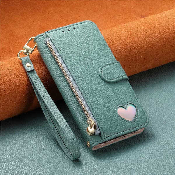 Kotelo iPhone 14 Pro Max Love Zipper Wallet Green Noz15440