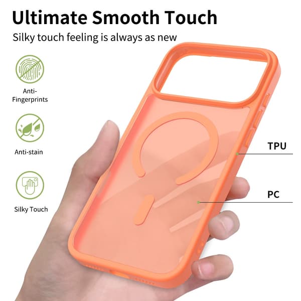 Etui til iPhone 17 Magnetisk Sølv Oransje Noz14591