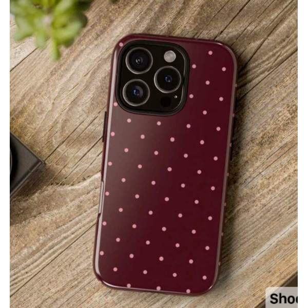 Etui til iPhone 14 Plus Polka Dot Dobbeltlag Vinrød