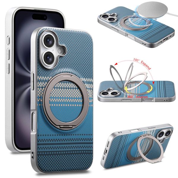 Etui til iPhone 17 Pro Magnetisk Stand Sølv Blå
