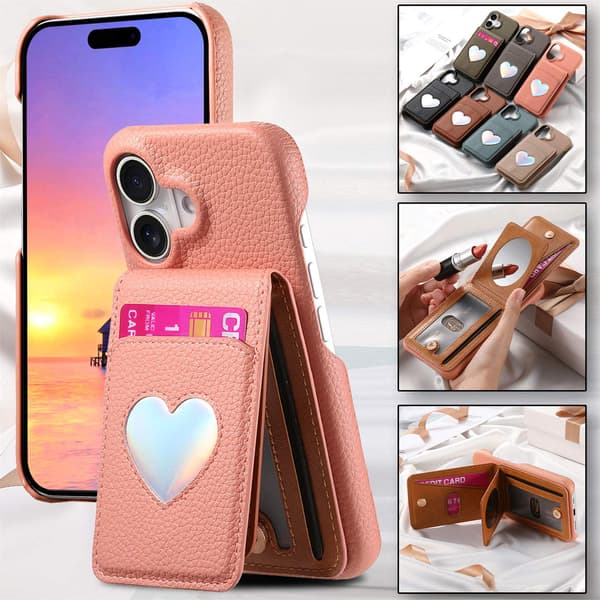 Etui til iPhone 16 Pro Max Spejl Lædertekstur Pink