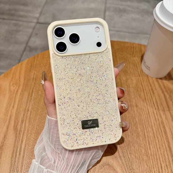 Kotelo iPhone 14 Prolle Ylelliset täydet strassitimantit Beige