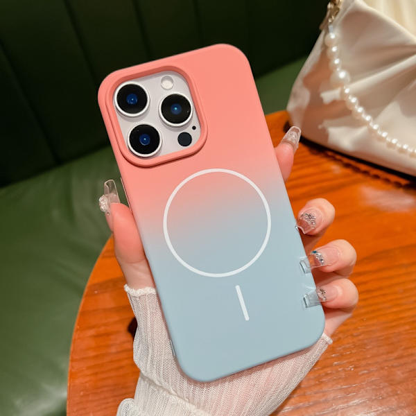 Etui til iPhone 15 Plus Frostet Magnetisk Rosa Blå