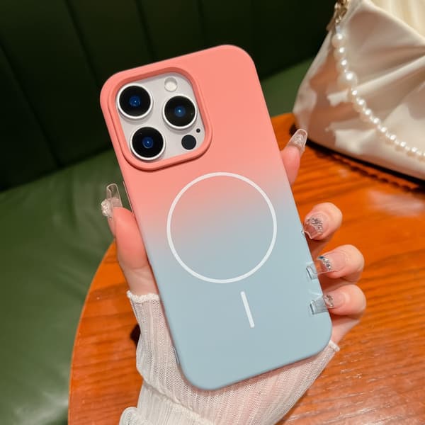 Etui til iPhone 15 Plus matteret magnetisk pink blå