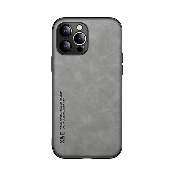 Fodral för iPhone 17 Pro Max Magnetisk Lädertextur Grå Noz6839