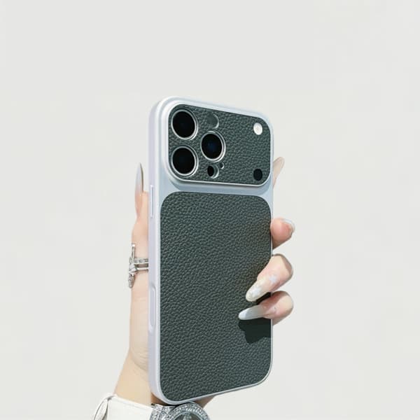 Fodral till iPhone 14 Plus Lädertextur Grå Noz11523