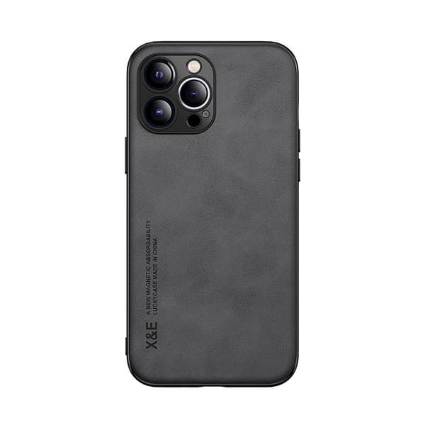 Fodral för iPhone 17 Pro Max Magnetisk Lädertextur Grå Noz6860