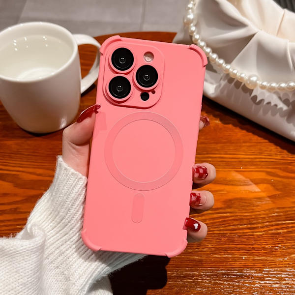 Etui til iPhone Flytende Silikon Magnetisk Silikon Rosa