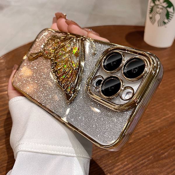 Fodral för iPhone 13 Pro Elektropläterad Linsdetalj Guld Noz13277