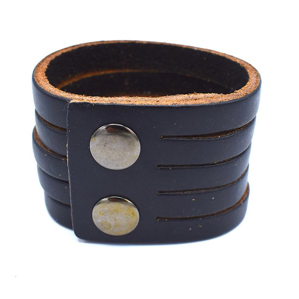 Sorte læderarmbånd Black